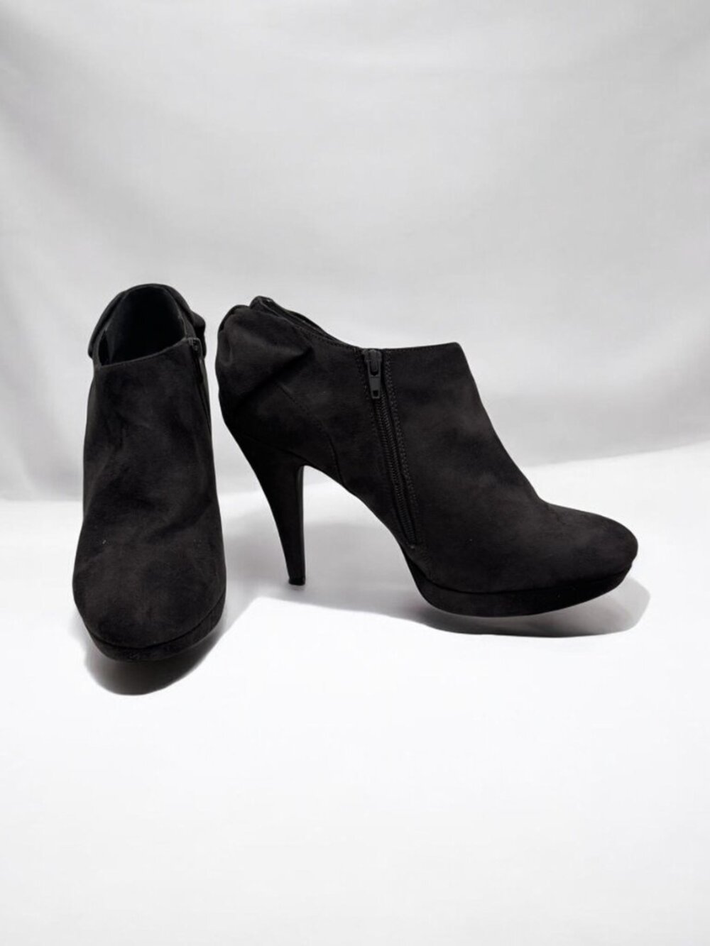 Suede Bow-Back Platform Ankle Booties - Picture 4 of 5